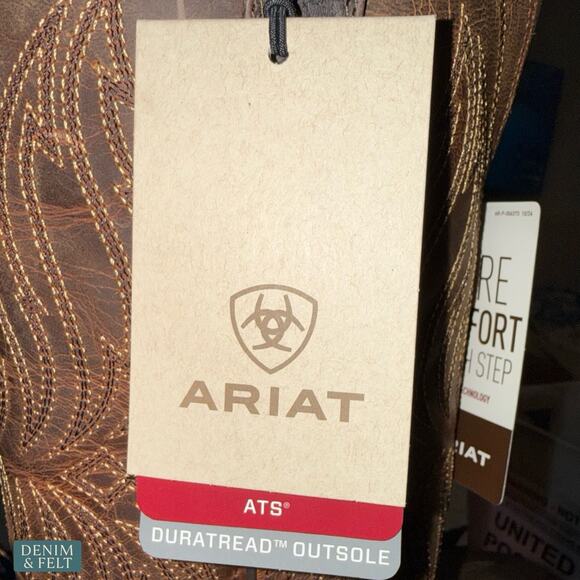 NEW Ariat Sport Rustler Wide Square Toe Cowboy Boots Brown Leather Western 9.5D main image 7